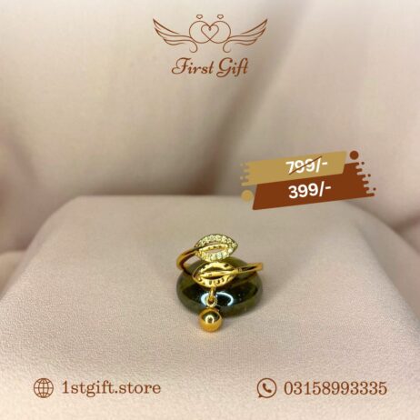 Elegant Gold-Toned Ring with Charm