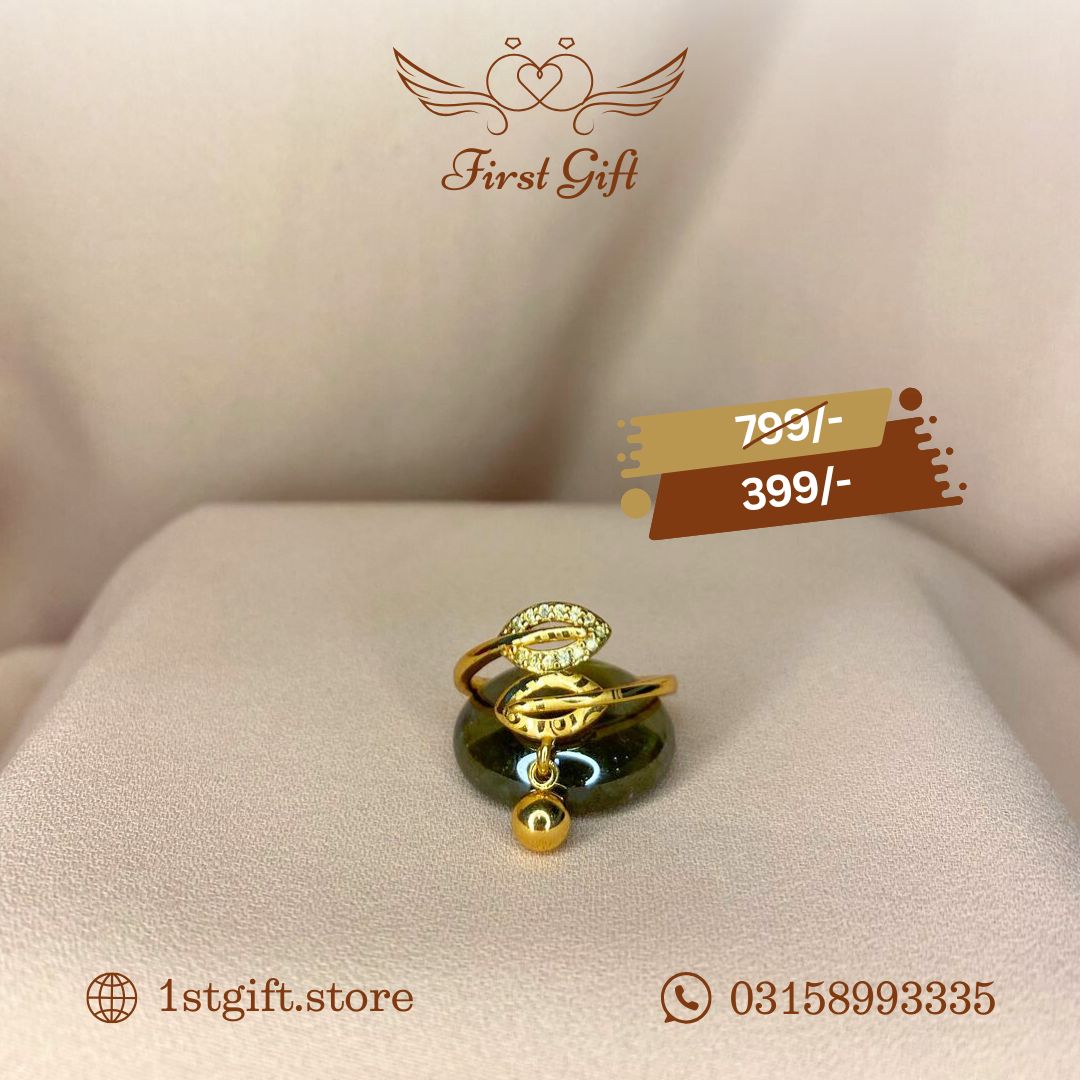 Elegant Gold-Toned Ring with Charm