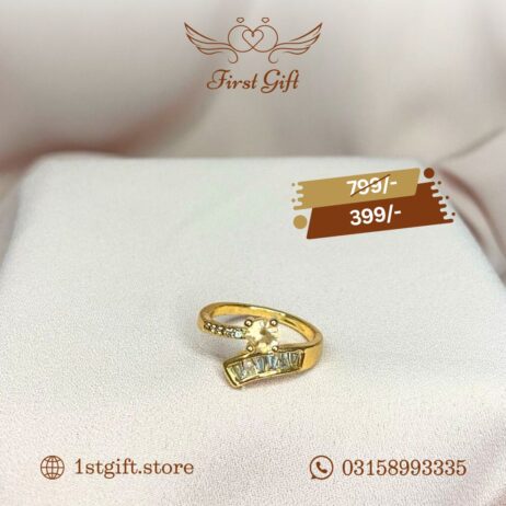 Gold-Plated Ring with Sparkling Baguette Stones