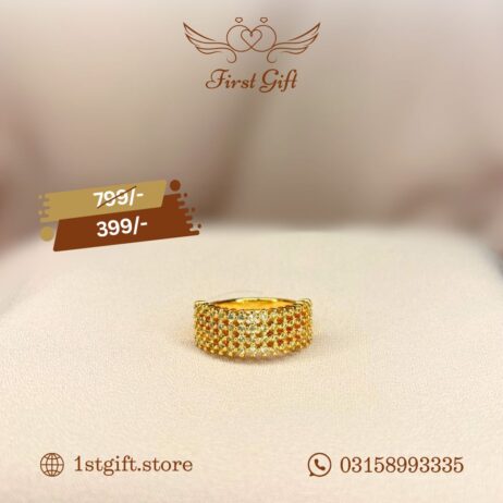 Gold-Plated Ring with Multicolored Sparkling Stones
