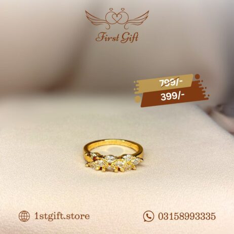 Gold-Plated Ring with Sparkling Floral Design