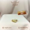 Golden Triple-Stone Ring with Crystal Accents