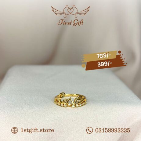 Golden "LOVE" Ring with Crystal Accents