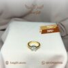 Golden Solitaire Ring with Crystal Accent