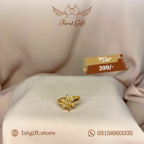 Golden Star-Shaped Crystal Ring
