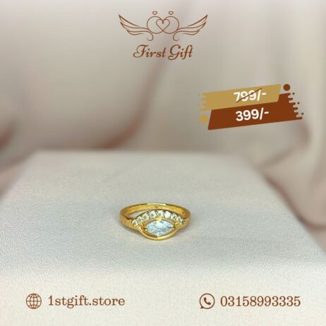 Golden Marquise Crystal Ring with Accent Stones