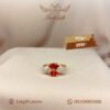 Golden Red and White Crystal Bow Ring